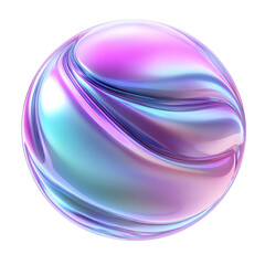 Poster - 3d icon Pastel colored sphere swirling dynamically, representing fluid digital design concept with transparent background highlighting geometric motion
