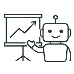Poster - AI assistant Robot presenting growth chart on whiteboard with friendly smile  
