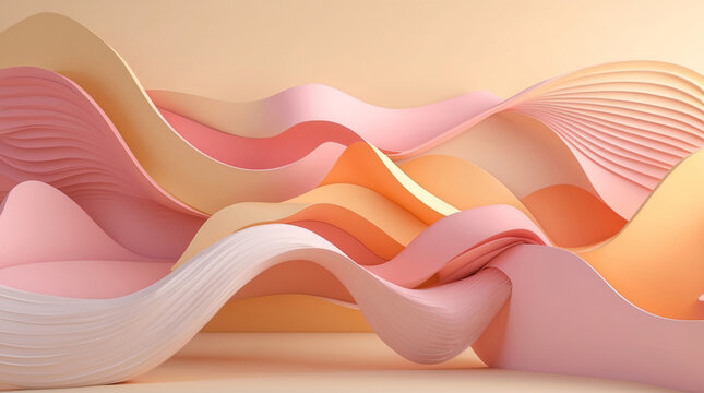 3d wave textured wall in pastel yellow orange peach tones abstract gypsum background for modern interior architecture layout 3d abstract wallpaper background