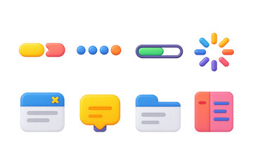 Poster - Colorful 3d user interface icons illustration for modern digital designs