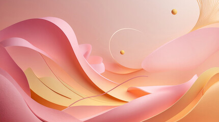 Aufkleber - decorative architecture design pastel orange yellow and peach colored abstract 3d gypsum wall wave texture for presentation 3d abstract wallpaper background