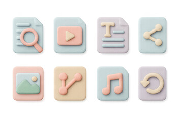 Poster - 3d file icons with simple grid layout illustration for digital design and media usage