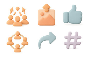 Poster - Pastel social media icon set illustration for design projects