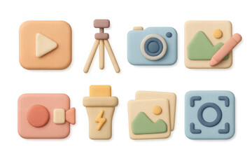Poster - Simple photography icons grid illustration for digital design and media projects