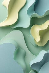 Aufkleber - 3d abstract wall pattern in gypsum wavy surface pastel green and yellow color tones for design and background visuals 3d abstract wallpaper background