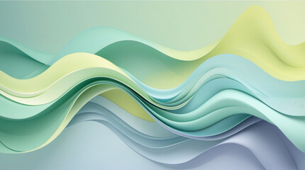 Aufkleber - abstract 3d gypsum wall design background with pastel green yellow wave texture pattern for interior visual presentations 3d abstract wallpaper background