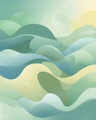 Aufkleber - abstract pastel wall background with 3d wavy gypsum design in green and yellow colors for architecture interior rendering 3d abstract wallpaper background