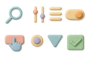 Poster - Minimalistic ui ux icon set illustration for digital interfaces
