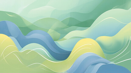 Aufkleber - artistic abstract background 3d wavy gypsum wall texture pastel green and yellow design for interior mockups and decor 3d abstract wallpaper background