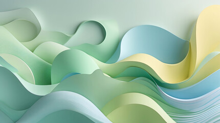 Aufkleber - elegant 3d gypsum wall abstract texture background in pastel green and yellow colors for interior visualization content 3d abstract wallpaper background