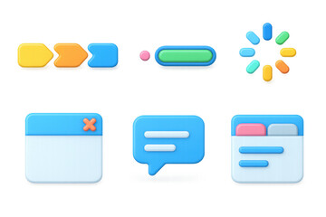 Poster - Colorful ui icons illustration for simplified interface design in flat style