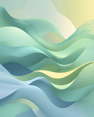 Aufkleber - luxury abstract 3d gypsum wall surface with wavy pastel green and yellow texture background for branding and design use 3d abstract wallpaper background