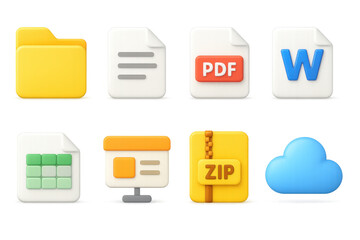 Poster - Colorful 3d document icons illustration for digital and print design