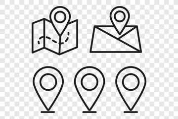 Poster - Map and location symbols set. Geolocation map distance path. Location icon. Location pin place marker. Pinpoint, map search, route, navigator. Vector illustration