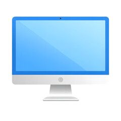 Poster - Modern all in one computer monitor with blue screen isolated on transparent background