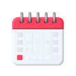 © PixelCrafted - Stylized 3d calendar icon with red top and blank pages isolated on transparent background