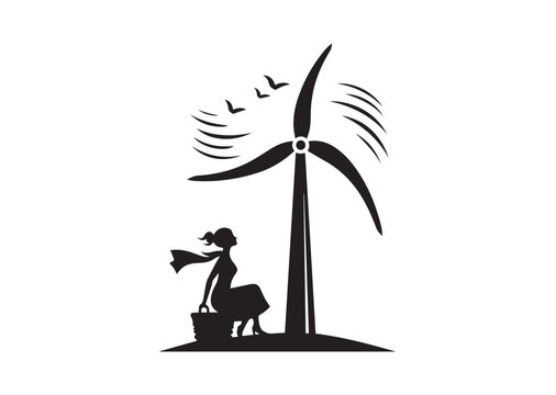 Minimalist Wind Power Silhouette Vector