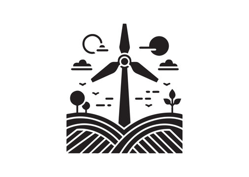 Minimalist Wind Power Silhouette Vector