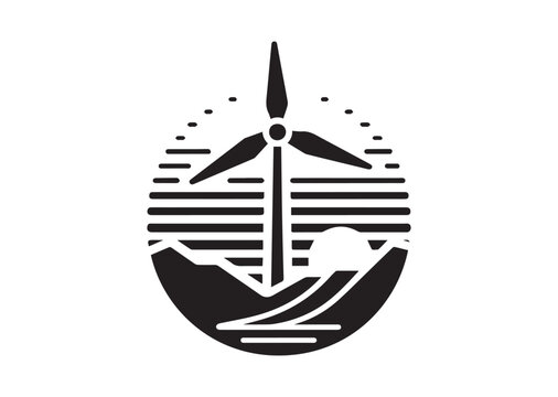 Minimalist Wind Power Silhouette Vector