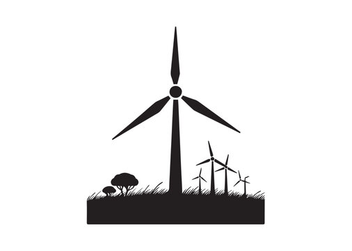 Minimalist Wind Power Silhouette Vector