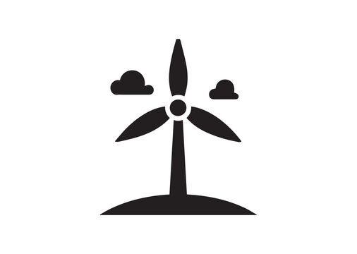 Minimalist Wind Power Silhouette Vector