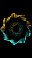 Poster - Blue and yellow geometric smooth twisted wavy curved element abstract motion design. Vertical looped video animation