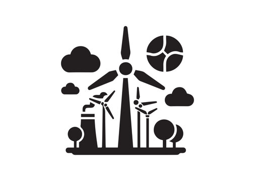 Minimalist Wind Power Silhouette Vector
