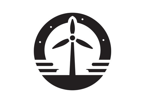 Minimalist Wind Power Silhouette Vector