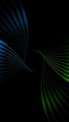 Poster - Bright green and blue minimal wavy lines abstract futuristic tech motion background. Vertical looped video animation