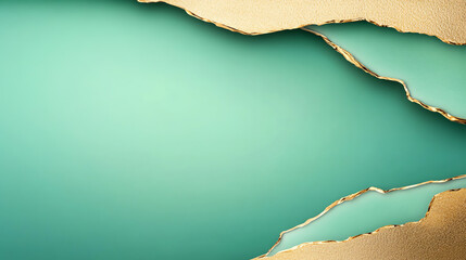 Poster - A stylish abstract background featuring a textured turquoise surface with gold edges, perfect for modern design projects.
