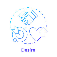 Poster - Desire blue gradient concept icon. Motivation and commitment to support and participate in change. Management. ADKAR model. Round shape line illustration. Abstract idea. Graphic design. Easy to use