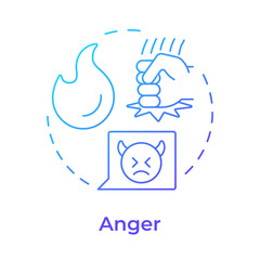 Poster - Anger blue gradient concept icon. Frustration and resentment. Five stages of grief. Organizational change management. Round shape line illustration. Abstract idea. Graphic design. Easy to use