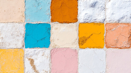 Poster - Colorful squares in various shades create a vibrant and textured background, perfect for graphic design projects and artwork.