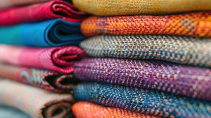Poster - Colorful textile swatches in a stack