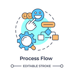 Poster - Process flow multi color concept icon. Sequence of steps involved in completing. Gap analysis tool. Round shape line illustration. Abstract idea. Graphic design. Easy to use in blog post