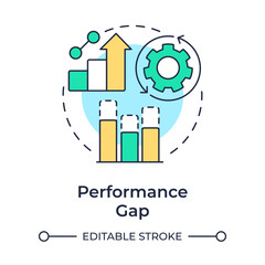 Poster - Performance gap analysis multi color concept icon. Find inefficiencies, underperformance and process failures. Round shape line illustration. Abstract idea. Graphic design. Easy to use in blog post