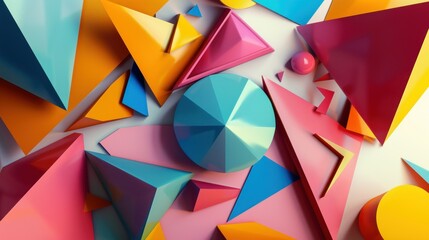 Poster - Colorful 3D geometric forms in abstract composition