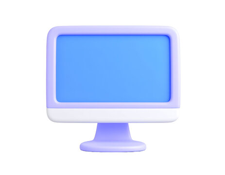 Purple 3D Computer Monitor Illustration