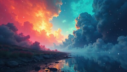 Wall Mural - Surreal Dreamscape Swirling Colors and Blurred Forms in an Otherworldly Fantasy