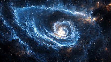 Wall Mural - Breathtaking spiral galaxy formation in deep space cosmic nebula with sparkling starfield and clouds of gas creating an abstract universe background