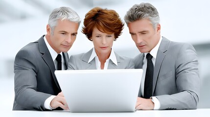 Poster - An editorial spread featuring a financial planner explaining retirement plans to a couple, editorial photography style