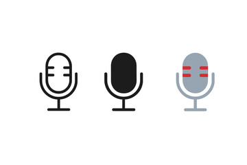 Poster - Minimalist microphone icons trio vector illustration for music and audio projects