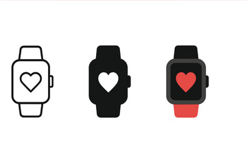 Poster - Minimalist smartwatch icon trio vector illustration for tech ui design