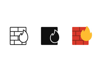 Fototapete - Stylized firewall icons vector illustration for security concepts in flat design
