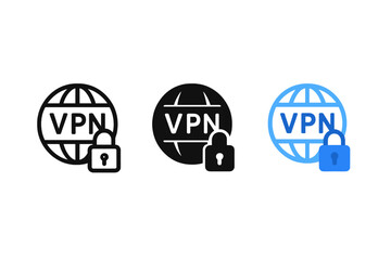 Fototapete - Simple vpn lock icon set vector illustration for digital security design