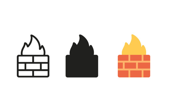 Stylized firewall icons vector illustration in simple design for tech and security themes