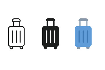 Poster - Simple luggage icon trio vector illustration - minimalist design for travel-themed graphics