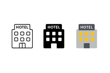 Poster - Trio of hotel icons vector illustration in simple modern style for design projects
