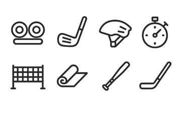 Poster - Sports equipment icons vector illustration — simple and minimalist design for sports enthusiasts and graphic projects