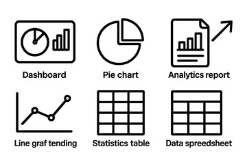 Poster - Analytics icons vector illustration in simple grid style for data visualization design